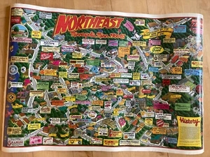 Vintage Northeast Minneapolis Minnesota MN Map Poster 1986-87 Business Store - Picture 1 of 16