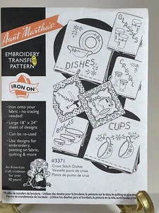 Platos de punto de cruz Aunt Martha's Hot Iron Transfer Patrones 3371 nuevos EE. UU. - Imagen 1 de 5