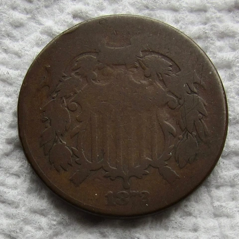 1872 2 Cent Piece Rare Key Date Chocolate Brown Full Date Shows Mintage 65000 Cover