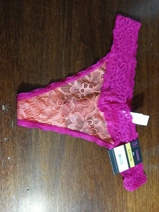 No Boundaries Stretch Lace Thong Size L Orange And Pink - Picture 1 of 2