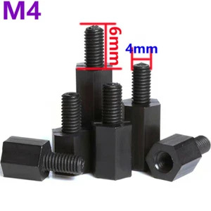 Distanziale supporto esagonale M4 maschio-femmina nero plastica nylon pilastro filettato - Foto 1 di 12
