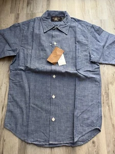 New RRL Ralph Lauren Double RL Blue Denim Look Cotton Short Sleeves Shirt.XS - Picture 1 of 5