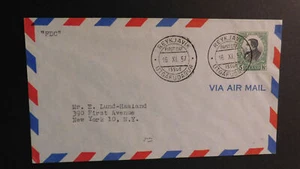 1957 FDC First Day Cover Air Mail Reykjavik Iceland to New York - Picture 1 of 2