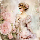 Deko Bild Vintage Lady Frau Dame Shabby Chic Rosen Blumen Wandbild Dekofliese