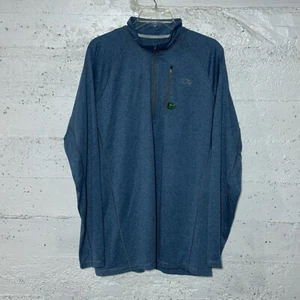 LL Bean Mens L Tall Quick Dry Trail Tee 1/4 Zip Long Sleeve Pocket T-shirt Blue - Picture 1 of 7