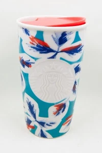 Taza de viaje de cerámica Starbucks floral/repujado sirena tapa taza 2016 rosa azul verde azulado - Imagen 1 de 9