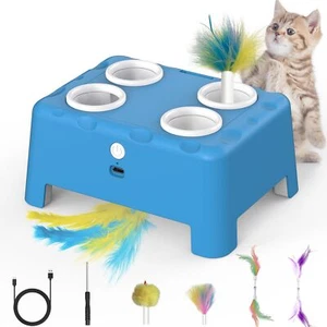 Interactive Cat Toys 2-in-1 Automatic Cat Toy 4 Holes Mice Whack A Mole Cat M... - Picture 1 of 7