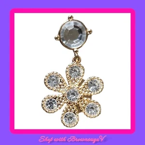 Large Gold crystal flower drop crocs jibbitz shoe charm  - Picture 1 of 5