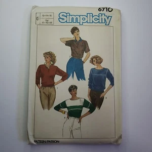 Simplicity 6710 Womens Tops Polo Yoke Sewing Pattern Misses Size 12-16 Uncut - Picture 1 of 5