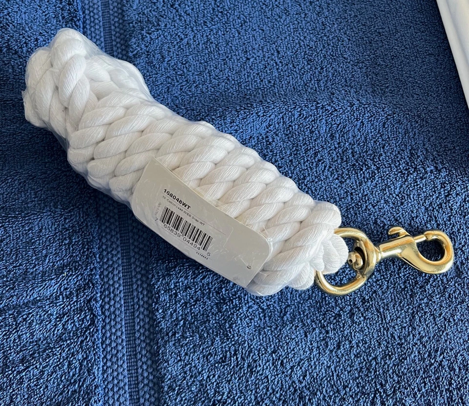 EQUINE COTTON LEAD ROPE 10 FT X 5/8” WHITE THICK BRAIDED TSC NEW - Image 1 of 1