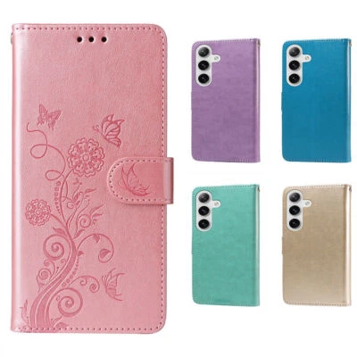 Flower Butterfly Wallet Phone Case For iPhone 17 16 15 14 13 12 11 Pro Max 8 XR - Image 1 of 4