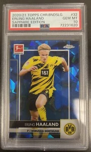 2020-21 Topps Chrome Bundesliga Soccer Sapphire Erling Haaland PSA 10! - Picture 1 of 2