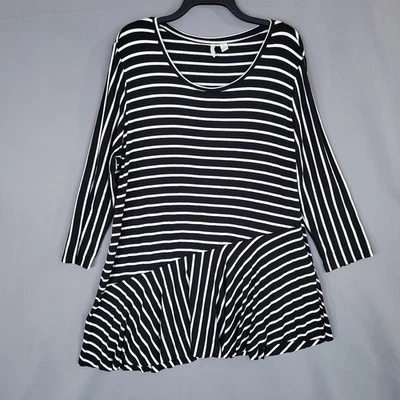 Cato EST. 1946 Women's Black White Stripe Plus Size L Rayon Dress - Image 1 of 4