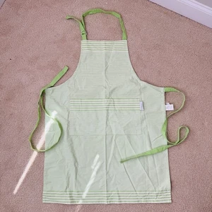 NWOT Williams Sonoma Green Stripe Apron Cotton 9699555 Adjustable Two Pocket. - Picture 1 of 7