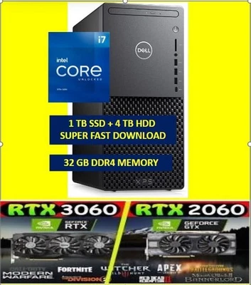 i7 Dell XPS 8940 Desktop Intel i7-10700 1 TB SSD 4 TB 32GB RTX 4060 Ti 4070 Ti