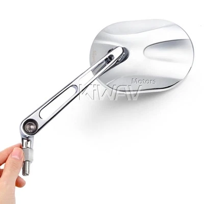 mirror STARK chrome square CNC aluminum 8mm 1.25P fits Suzuki T 90 125 350 500 - Image 1 of 4