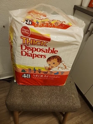 Vintage Plastic Backed Tape Tab Diapers 48 Unopened Bag - Image 1 of 3