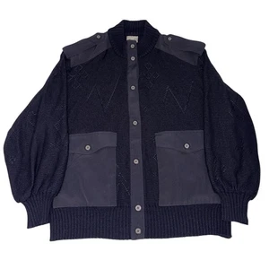 Vintage Military Strick Cardigan Pullover Damen XL Basler Germany Wolle Navy - Bild 1 von 9