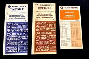 (2) VTG. 1976 &1977 Eastern Airlines System Timetables & (1) Local CLT Timetable - Picture 1 of 12