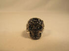 Vintage Biker Silvertone Skull Ring Size 8 Gothic Rocker G1 Estate Sale Find