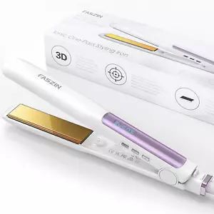 Titanium Iron Hair Straightener Flat Iron, Fast Heat 2-in-1 Curler, Dual Voltage - Picture 1 of 12