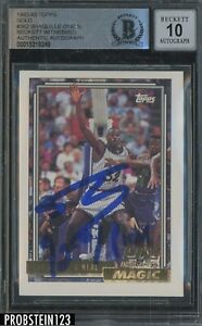 Shaquille O'Neal HOF " 1st Pick " Signed 1992-93 Topps Gold RC BGS BAS 10 AUTO