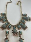 JULIANA Rare MOROCCAN MATRIX COUTURE Necklace  Earrings Set TURQUOISE & CORAL