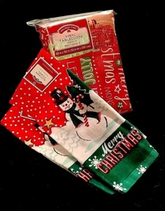 Juego de mantel de vinilo rectangular de Navidad y toallas acebo jolly Let it nieve - Imagen 1 de 2