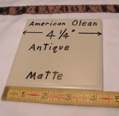 1 шт. Винтажная керамическая плитка *антикварная* американский олеан: 4-1/4 дюйма матовая светло-серая желтовато-коричневая - Изображение 1 из 4