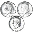 1964 P D Kennedy Half Dollar Year Set Proof & Bu 90% Silver Us 3 Coin Lot