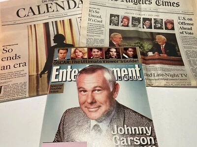 Johnny Carson Commemorative Lot 1 Newspaper  & Entertainment Weekly Foto 1 de 3