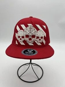 Red SKULL Top Level Snapback Hat New One Size - Picture 1 of 4