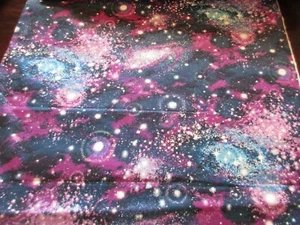 Pink Blue Purple Stars Galaxy Space Glitter Cotton Fabric 1 Fat Quarter - Picture 1 of 5