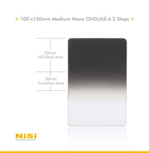 Nisi 100X150mm 2 Stop Filtro de densidad neutra media Nano MC IR GND4 0.6 - Imagen 1 de 5