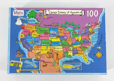 USA Map Educational 100 Piece Puzzle By Vista New United States 9x12 Homeschool - Image 1 of 4