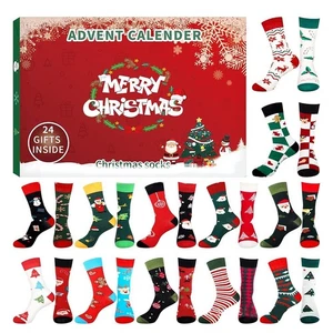 Christmas Sock Advent Calendar with 24 Colorful Socks for Festive Season - Picture 1 of 6