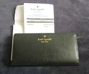 New Kate Spade Leather Grand Street Stacy Black Zip Travel Wallet Old Stock - Picture 1 of 16