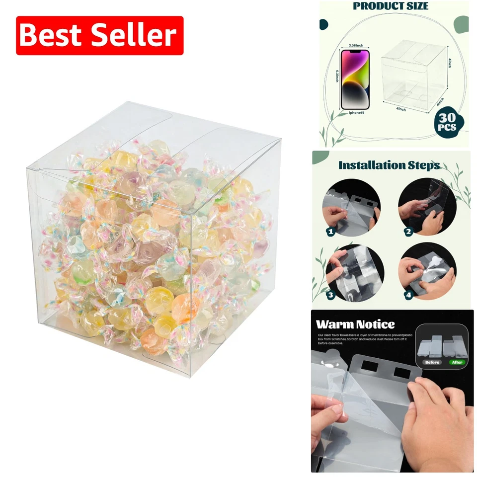 Thalia 30 PCS Plastic Gift Boxes4 inch Clear Boxes for Favors