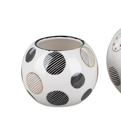 Deko Kugelvase MODERN TREND STYLE Kreise H. 12cm schwarz weiß gold Formano WA - Bild 1 von 2
