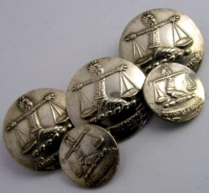 FIVE CRESTED SOLID SILVER MICHAELHOUSE SOUTH AFTRICA BUTTONS c1900 ANTIQUE - Picture 1 of 4