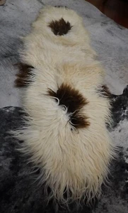 A Cascade of Natural Curls -Double Length Brown & White Icelandic Sheepskin Rug - Picture 1 of 10
