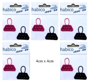 5 Packs of Pink & Black Handbag Bag Iron-On Motif Patch Child / Adult Job Lot - Picture 1 of 1
