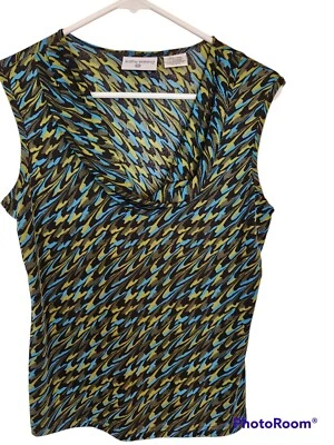 Kathy Ireland Sz Small Scoop Neck Sleeveless Stretchy Woman's Blouse USA Foto 1 de 4