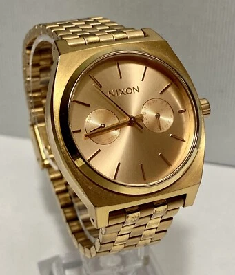 Reloj Hombre Nixon A922897 Time Teller Deluxe Día Fecha Todo Oro Rosa Acero 37mm Foto 1 de 4