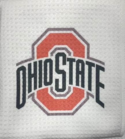 Ohio State Buckeyes Golf Towel, 12 x 20, with carabiner, White Cover