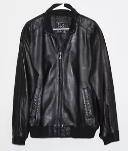 Jos A Bank Signature Collection Soft Black Leather Jacket Moto Men MED - Picture 1 of 10