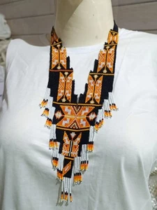 Handmade Necklace Seed Bead Boho American Style Nativ Beaded Multi Strand - Picture 1 of 8