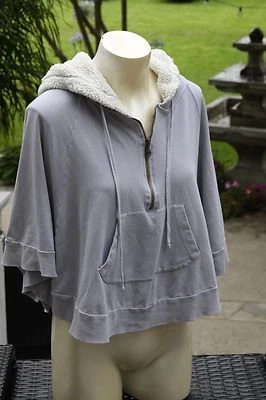 Espléndida Talla Mediana Cremallera Canguro Bolsillo Sudadera con Capucha Suéter Poncho Top Surf Boho Foto 1 de 4
