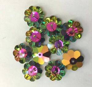 Swarovski Crystal Beads 3700 12mm 48pcs Flower shaped -Vitrail Medium II - Green