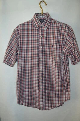 Ralph Lauren Polo Sport мужской размер M красный белый синий клетку коротким рукавом хлопок винтажный - Изображение 1 из 4